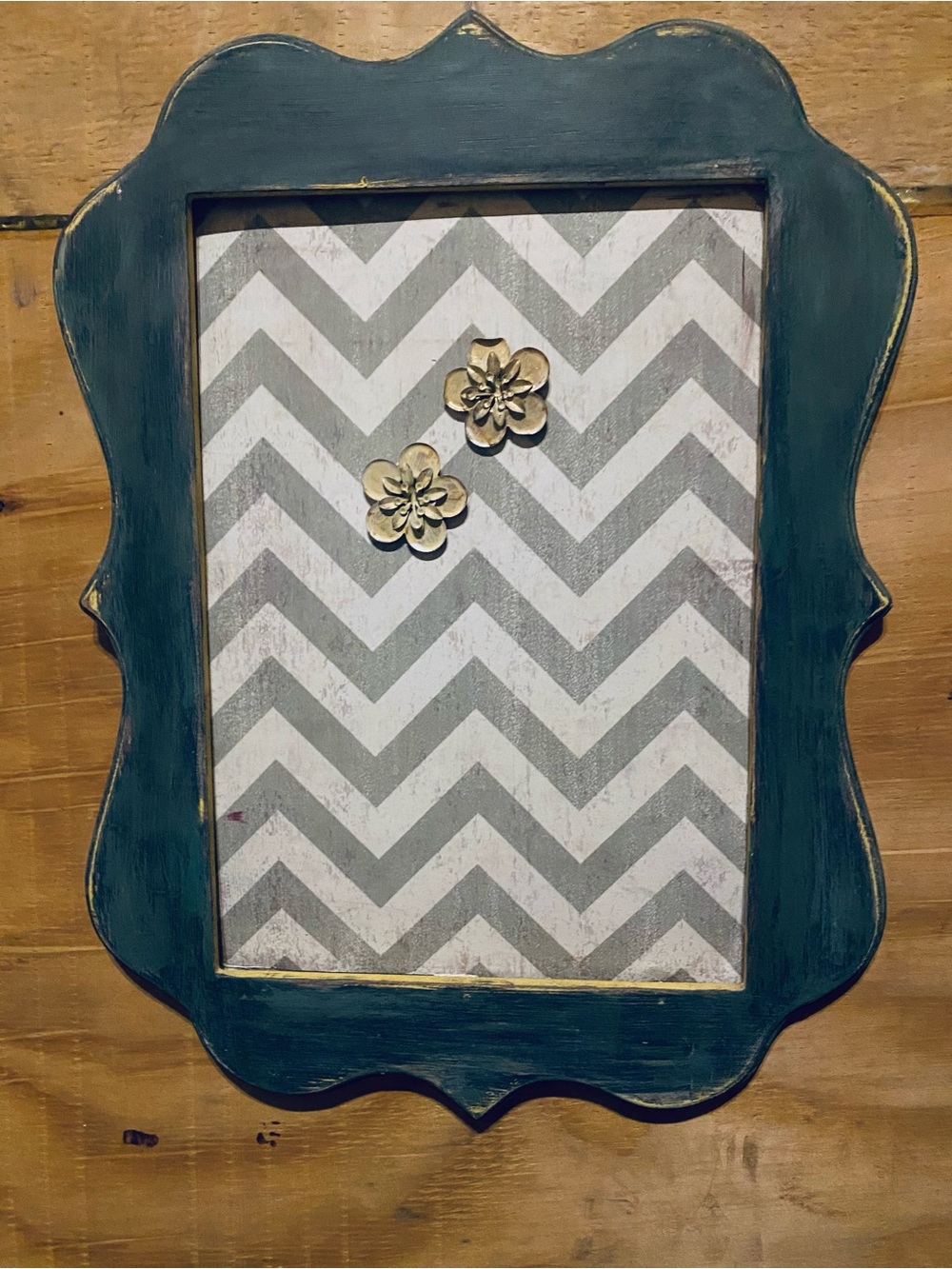 Decorative Teal & Yellow Chevron Magnetic Board